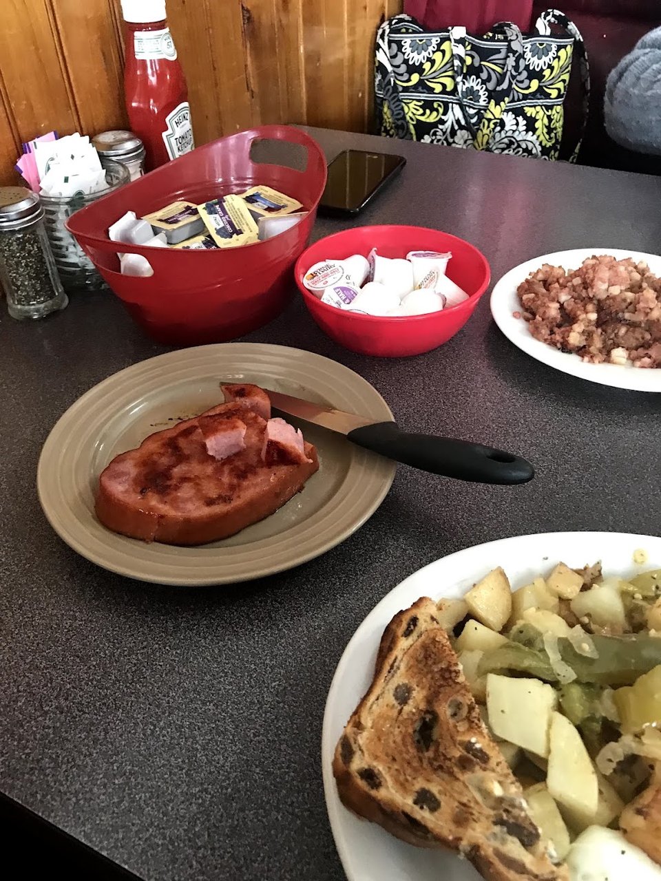 Simple breakfast selections on a café menu