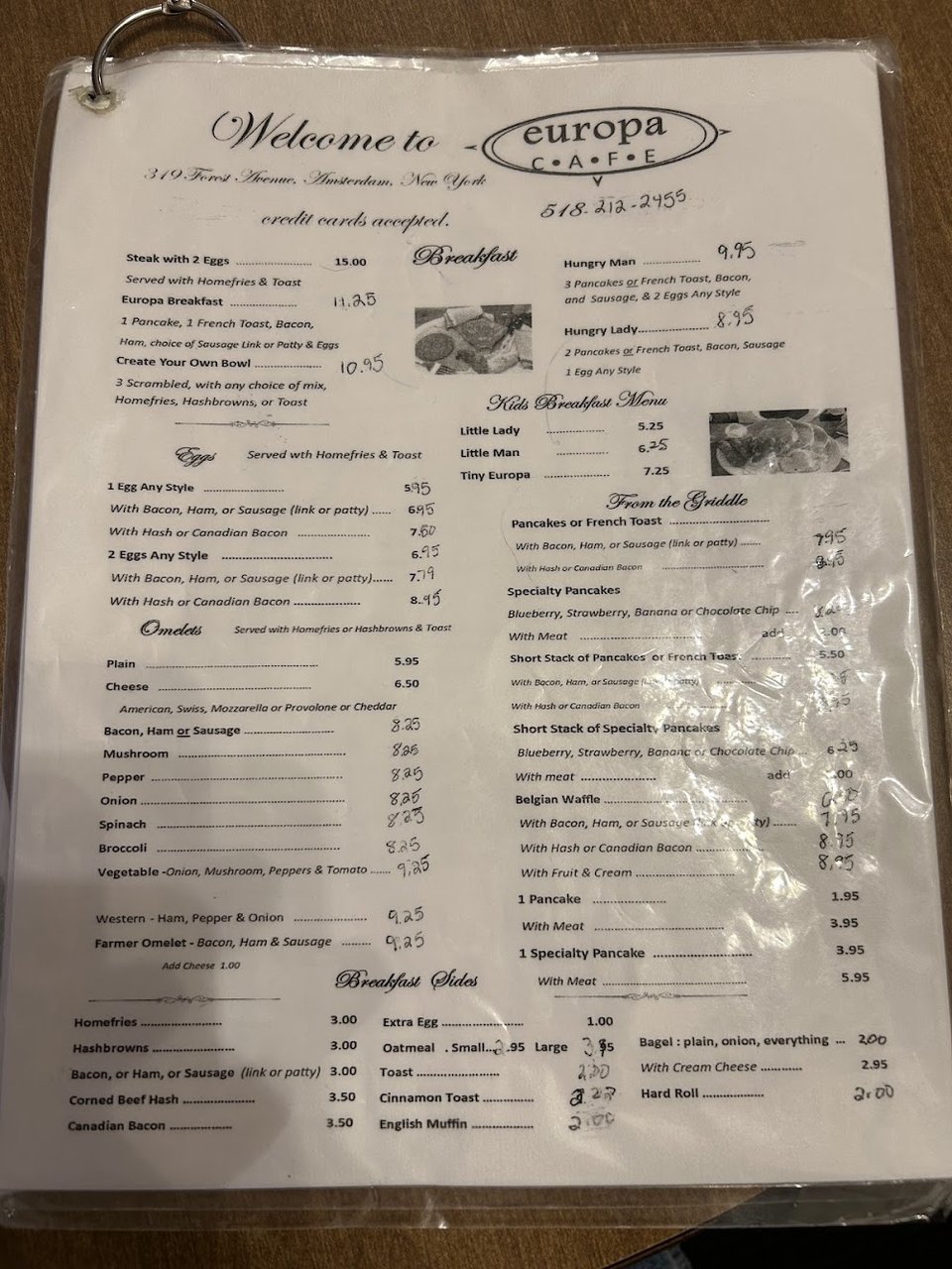 Cafe menu featuring wraps and burgers